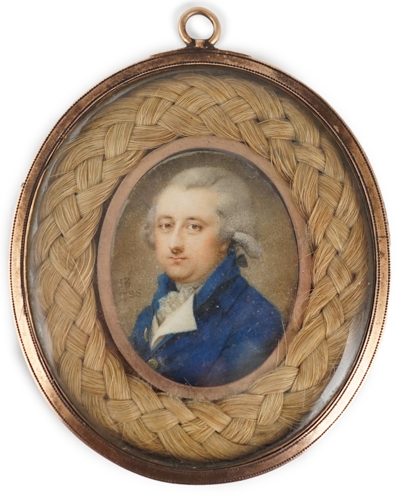 John Bogle (British, 1746-1803), Portrait miniature of a gentleman, oil on ivory, 3.7 x 3cm. CITES Submission reference VV1XG7MC